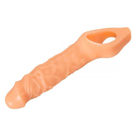 Flesh-toned penis extender with adjustable grip, part of the XR Brands range of enhancers.