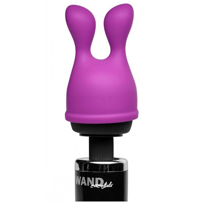 Close-up of a smooth, rounded wand massager attachment, possibly silicone, in a neutral tone.