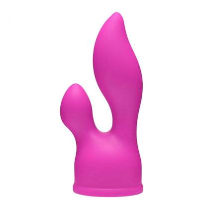 Close-up of a smooth, rounded purple wand massager attachment with a polished finish.