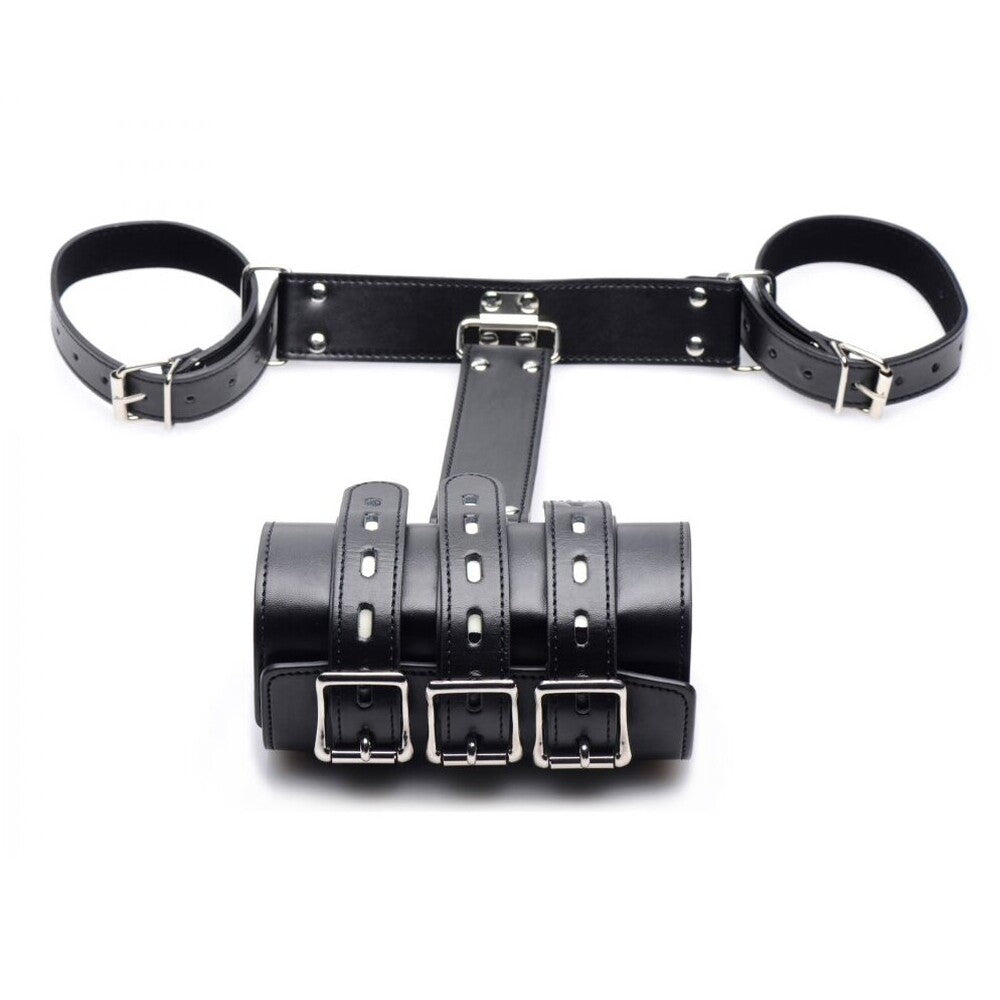 Adjustable black arm binder restraint, part of our restraints collection for secure binding.