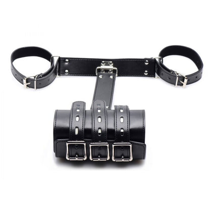 Adjustable black arm binder restraint, part of our restraints collection for secure binding.