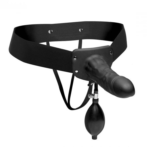Pumper inflatable hollow strap-on: clear, inflatable dildo with adjustable straps for secure use.