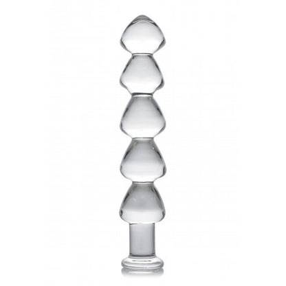 Clear glass dildo with raindrop design, part of the master series range.