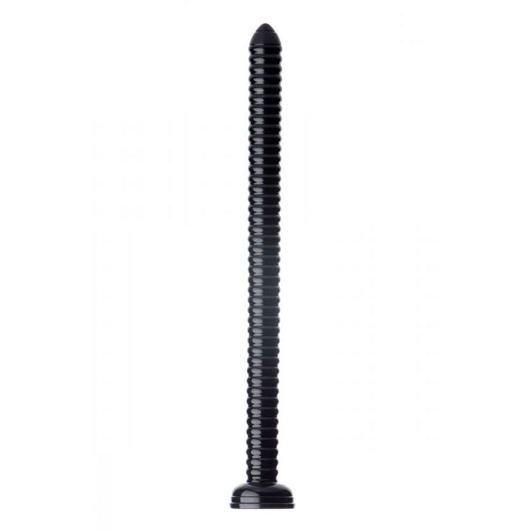 Textured, ribbed anal snake dildo, 19 inches long, for pleasure and exploration.
