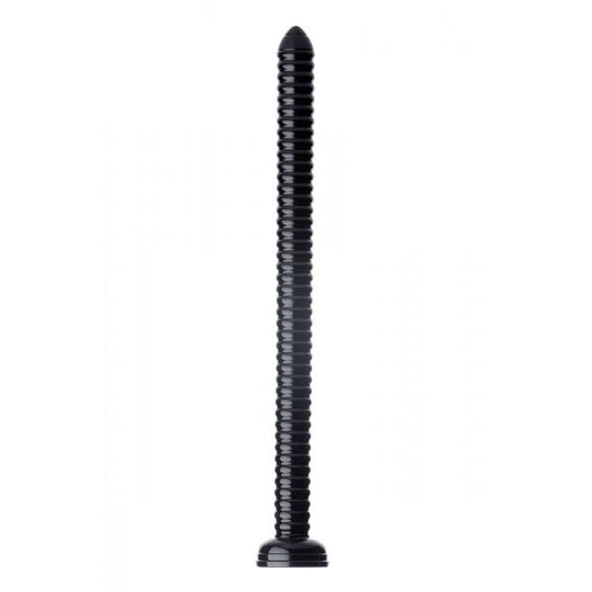 Textured, ribbed anal snake dildo, 19 inches long, for pleasure and exploration.