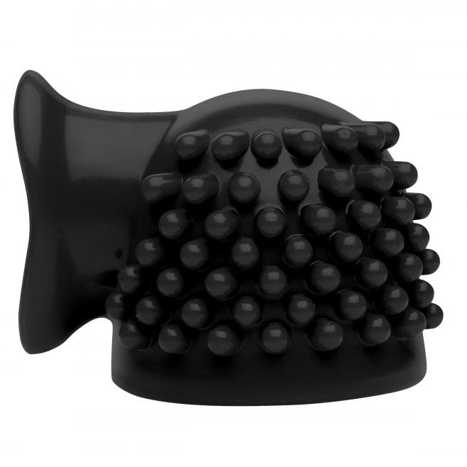 Purple, ribbed silicone wand attachment, shaped for targeted massage and enhanced pleasure.