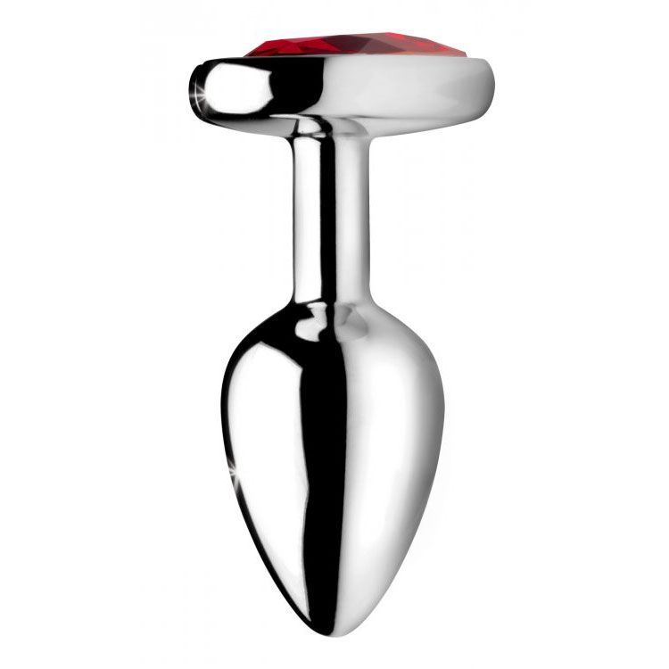 Red heart-shaped anal plug, medium size, smooth finish, for intimate pleasure use