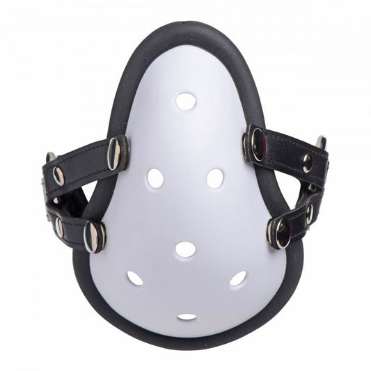 xr brands musk athletic cup muzzle, black gag for kinky play, rubbery finish