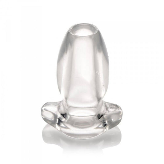 Large hollow anal plug from the master series with a tunnel, in dark grey.
