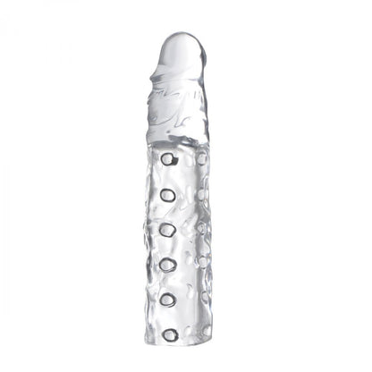 clear, three-inch xr brands penis enhancer sleeve for added length and girth