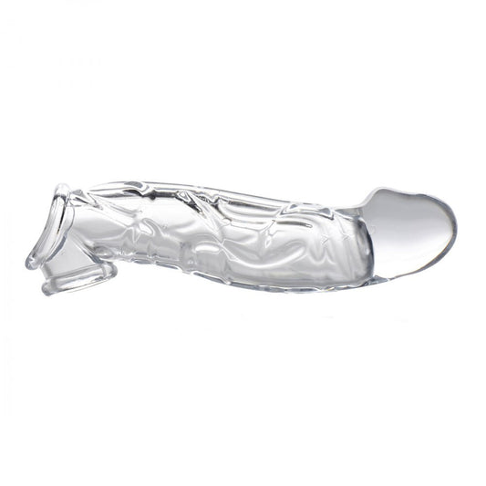 Clear, 2-inch penis extender sleeve for enhanced pleasure and a comfortable fit.