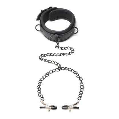 master series collared temptress: a black leather collar with silver-toned hardware, quite striking.