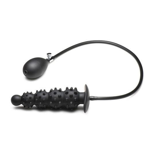 master series ass puffer nubbed inflatable anal plug, grey and shiny for added pleasure.