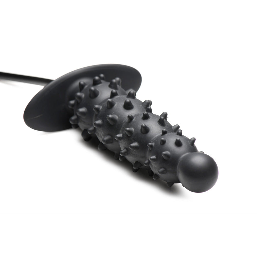 Master Series ass puffer nubbed inflatable anal plug, inflated for comfortable anal play