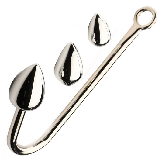 master series anal hook trainer featuring three graduated sized black silicone butt plugs