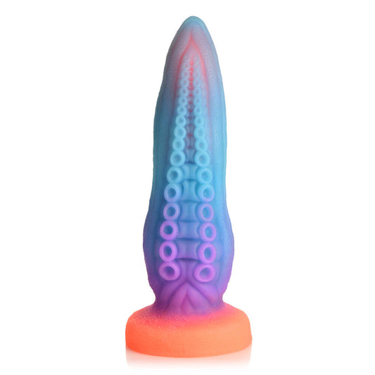 Glow-in-the-dark tentacle-shaped dildo, a novelty adult toy from XR Brands. Other dildos.
