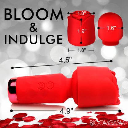 Petite rose-coloured mini vibrator wand for pleasure, made from smooth, body-safe silicone.