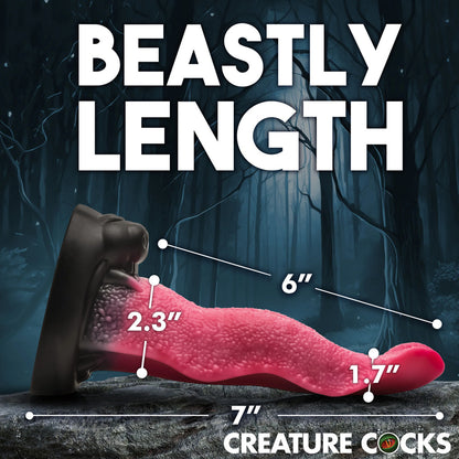 Textured wolf's head silicone dildo with realistic maw detail, a unique adult novelty.