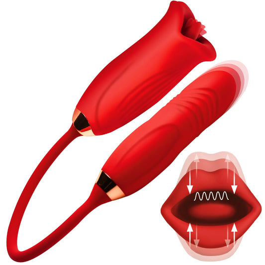Magic Kiss clitoral stimulator vibe by XR Brands, purple and white with thrusting action.