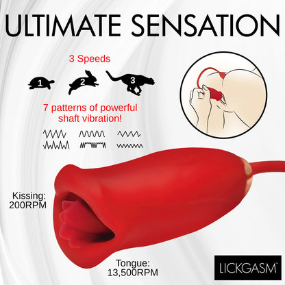 Close-up of a purple clitoral stimulator with thrusting action, designed for pleasure and satisfaction.