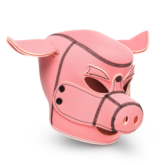 Neoprene swine hood mask in black, part of the XR Brands Master Series, for playful nights.