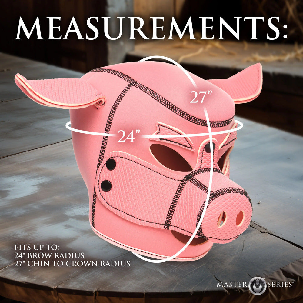 xr brands master series swine neoprene hood, a black fetish mask for roleplay.