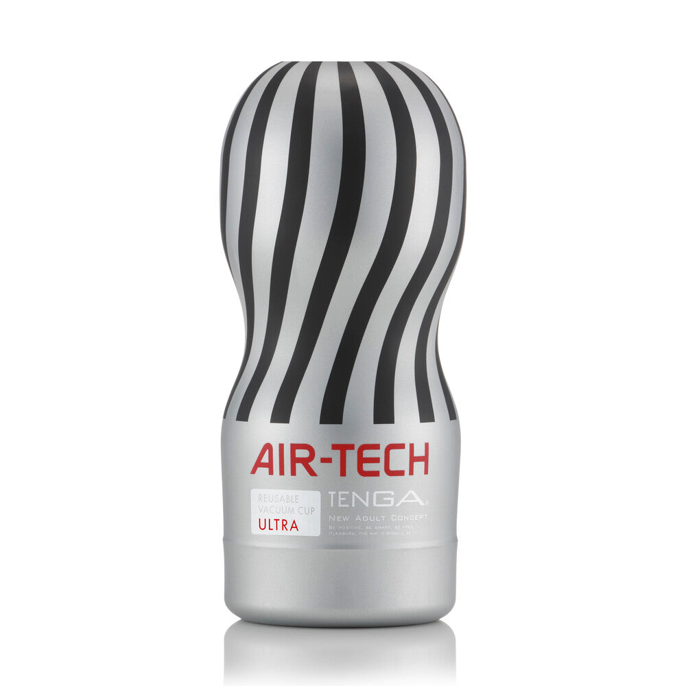 Tenga air tech ultra reusable masturbator, translucent white with internal textured detailing, for pleasure.