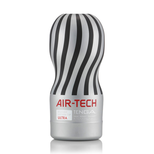 Tenga air tech ultra reusable masturbator, translucent white with internal textured detailing, for pleasure.
