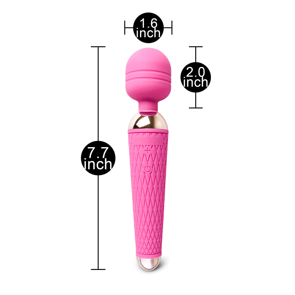 Pink rechargeable magic wand massager with ten speeds, from Various Toy Brands