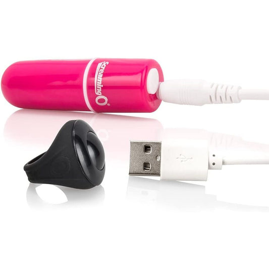 Pink Screaming O Vooom bullet vibe with a remote control for discreet pleasure.