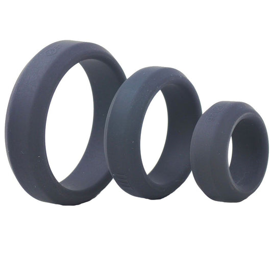 Triple black silicone love rings from various toy brands, perfect for enhanced pleasure.