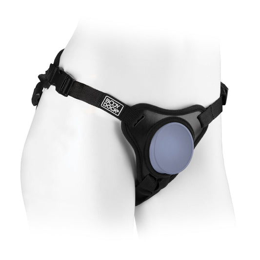 PipeDream dillio body dock se universal harness system, black adjustable strap-on, for comfortable use.
