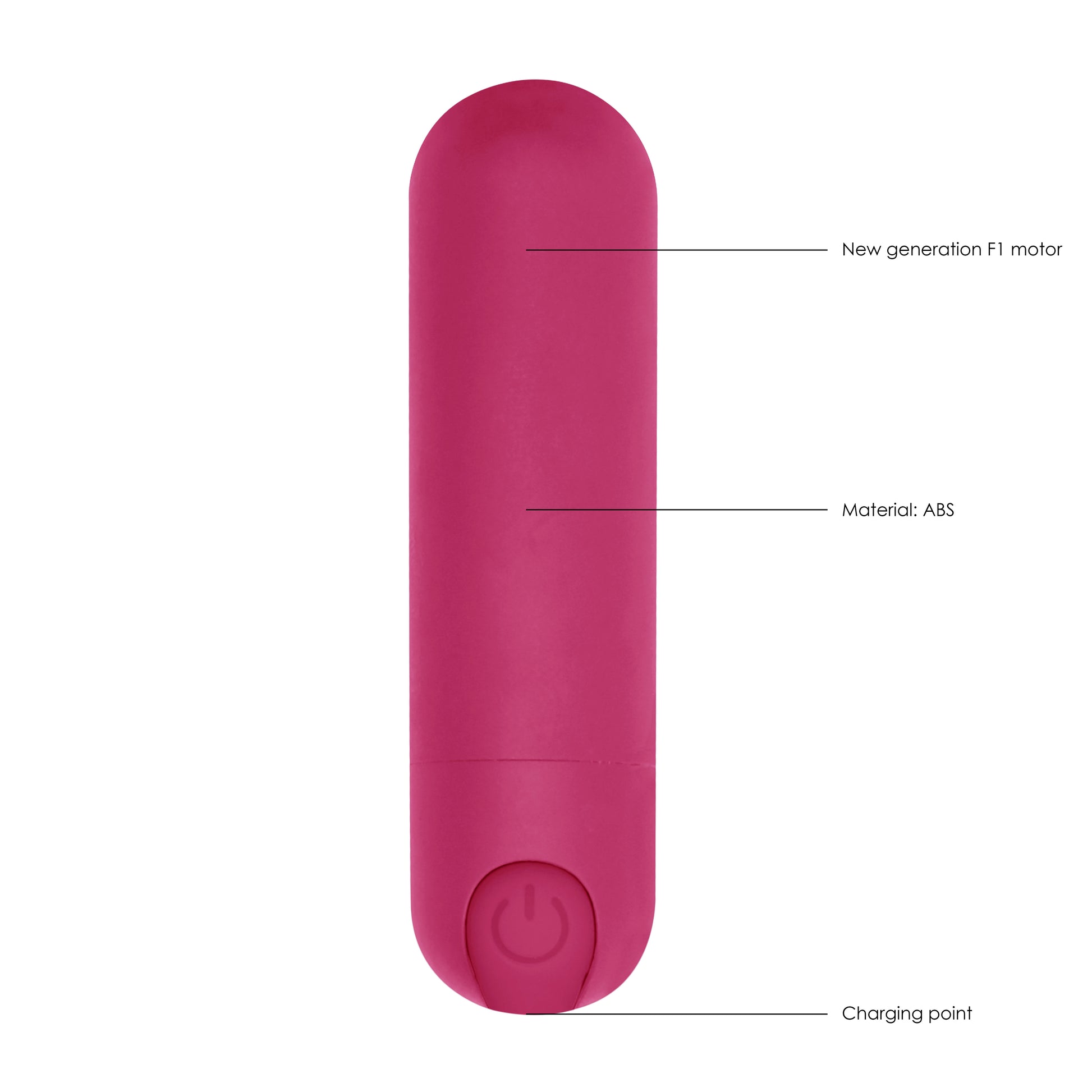 Pink rechargeable bullet vibrator from Shots Toys, a small personal massager with ten speeds.