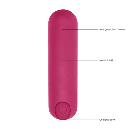 Pink rechargeable bullet vibrator from Shots Toys, a small personal massager with ten speeds.