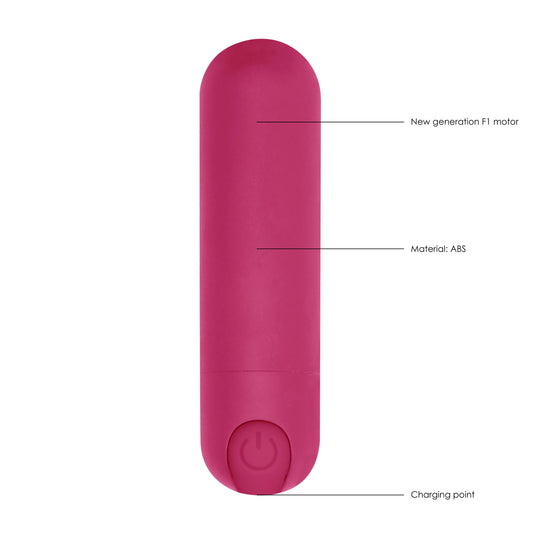 Pink rechargeable bullet vibrator from Shots Toys, a small personal massager with ten speeds.