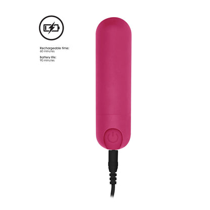 Shots Toys bullet vibrator in a rechargeable pink design with ten speeds for pleasure.