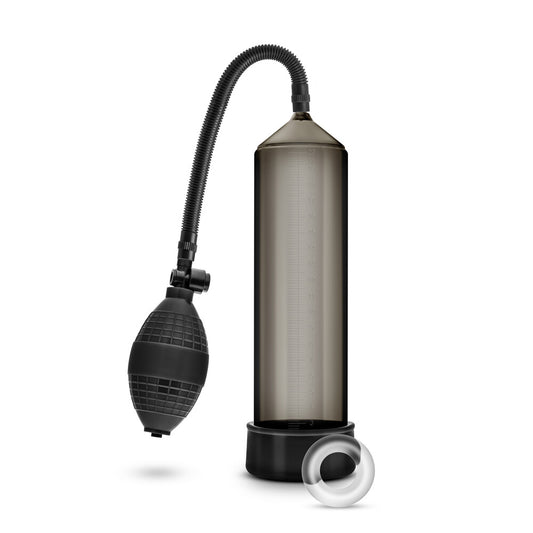 Blush Novelties VX101 male enhancement pump, clear cylinder with pressure gauge for penis enlargement.