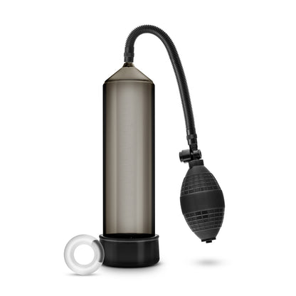 blush novelties performance vx101 male enhancement pump, clear cylinder with black comfort grip.