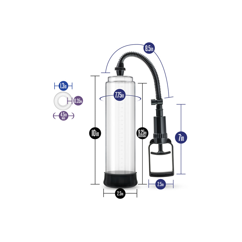 blush novelties performance vx3 enhancement system, a clear vacuum pump for male enhancement.