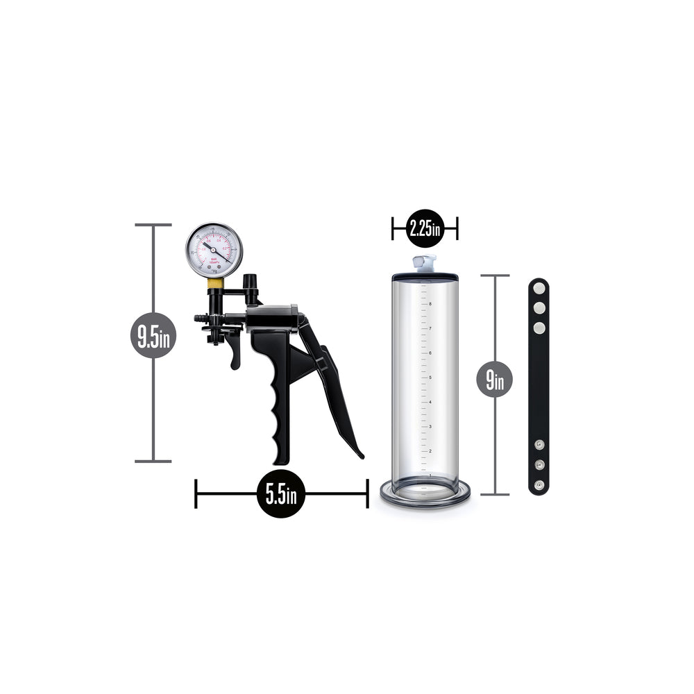 Clear performance penis pump with ergonomic handle for enhanced pleasure and growth.