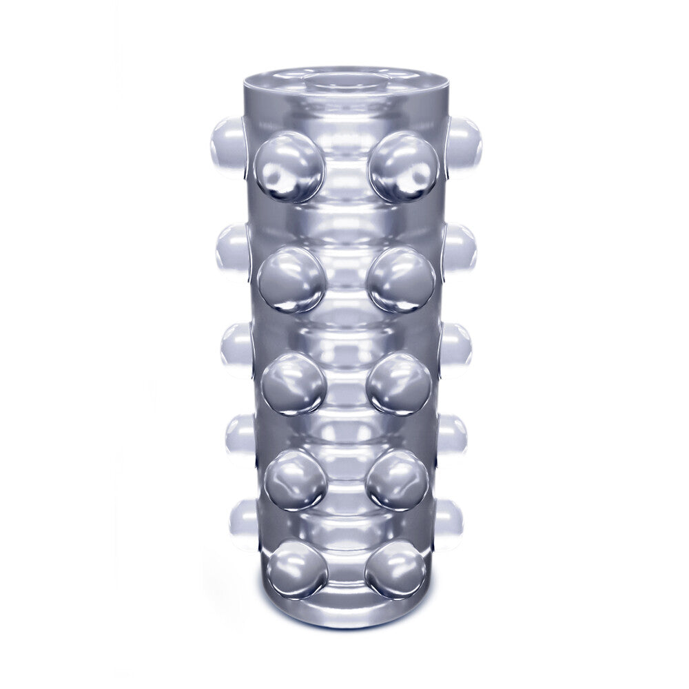 Clear rize swich self-lubricating stroker, a reusable masturbator designed for solo male pleasure.