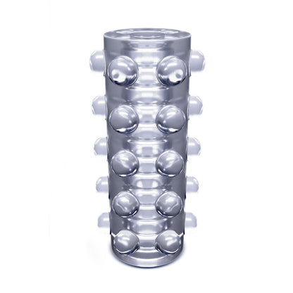 Clear rize swich self-lubricating stroker, a reusable masturbator designed for solo male pleasure.