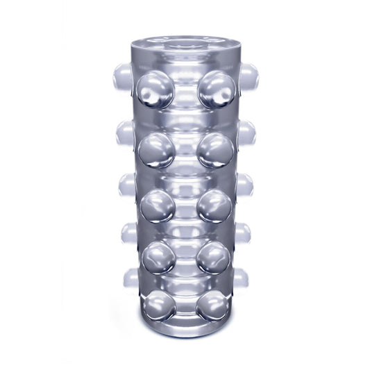 Clear rize swich self-lubricating stroker, a reusable masturbator designed for solo male pleasure.
