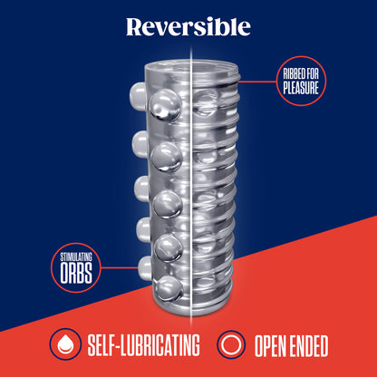 Clear rize swich masturbator by blush novelties, a self-lubricating pleasure toy for men.