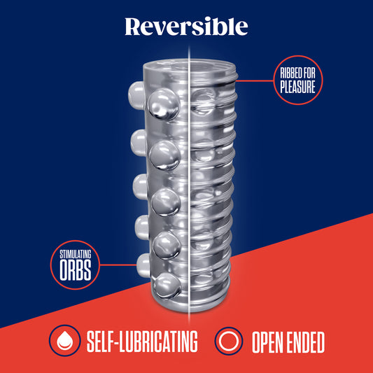Clear rize swich masturbator by blush novelties, a self-lubricating pleasure toy for men.