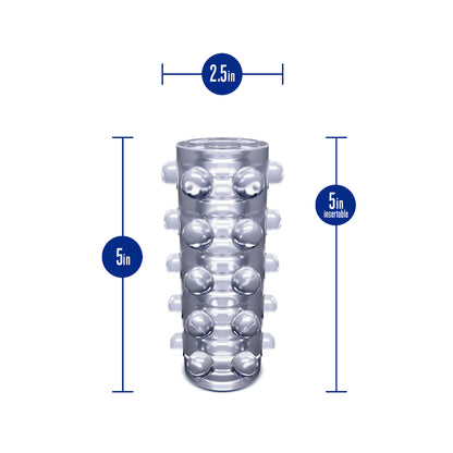 Clear rize swich self-lubricating stroker from blush novelties, a transparent masturbator for solo pleasure.