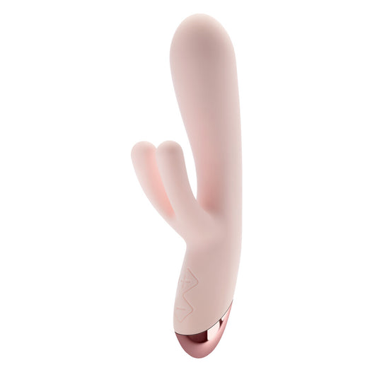 Elora pink triple stimulation vibe for clitoral pleasure, a smooth and tactile vibrator.