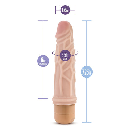 Blush Novelties vibrating cock vibe, realistic skin texture, for enhanced pleasure and stimulation.