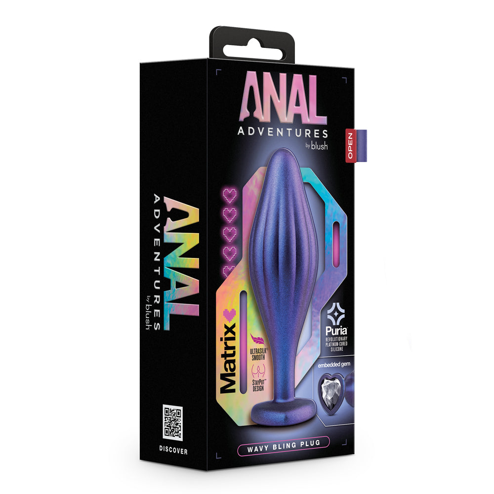 A wavy, blingy butt plug from blush novelties with a matrix-like design.