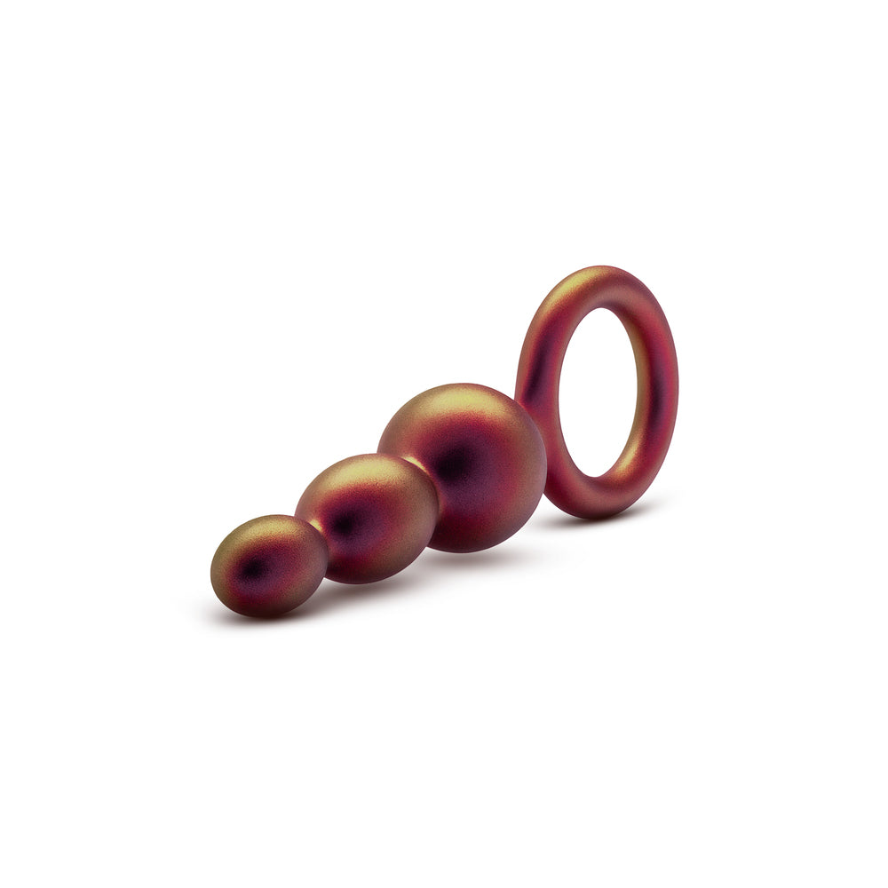 Blush Novelties butt plug with beaded loop, metallic finish for anal play